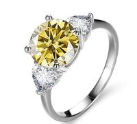 Anello con diamante, Anello di fidanzamento in moissanite VVS1 da 3 ct di colore D for donna Fede nuziale in argento sterling 925 Anello con diamante verde/blu/rosa con certificato(Yellow,6)