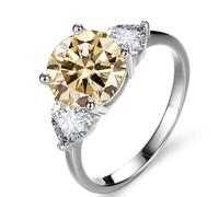 Anello con diamante, Anello di fidanzamento in moissanite VVS1 da 3 ct di colore D for donna Fede nuziale in argento sterling 925 Anello con diamante verde/blu/rosa con certificato(Lightyellow,7)