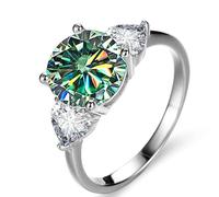 Anello con diamante, Anello di fidanzamento in moissanite VVS1 da 3 ct di colore D for donna Fede nuziale in argento sterling 925 Anello con diamante verde/blu/rosa con certificato(Blue green,8)