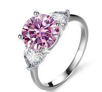 Anello con diamante, Anello di fidanzamento in moissanite VVS1 da 3 ct di colore D for donna Fede nuziale in argento sterling 925 Anello con diamante verde/blu/rosa con certificato(Pink,9)