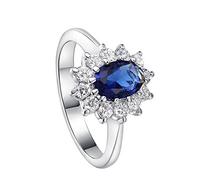 Anello con Diamante Elegante Anello in Argento con Zaffiro Decorazione in zircone per Gioielli da Donna, L 1/2 Creativo e utile Attractive Design