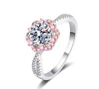 Anello con diamante, Fede nuziale in moissanite da 1 ct D colore VVS1 for donna, anelli in argento sterling S925 con diamanti rosa for fidanzamento Festa della mamma Compleanno 2019 con certificato(8)