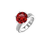 Anello con diamante, Fedi nuziali in moissanite da 5 ct for donna Anello con diamante a taglio rotondo D colore VVS1 Anelli di fidanzamento in moissanite verde/giallo/rosa con certificato(Red,9)