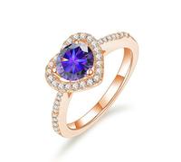 anello con diamante, Moissanite blu/rosa/viola da 1 ct for donna, colore D, purezza VVS1, argento sterling S925, diamante a forma di cuore
