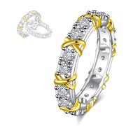 Anello con diamante moissanite magnetico in argento sterling 925, anello con diamante moissanite completo con croce in zircone (gold and silver,10)