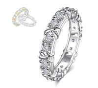 Anello con diamante moissanite magnetico in argento sterling 925, anello con diamante moissanite completo con croce in zircone (silver,8)