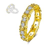 Anello con diamante moissanite magnetico in argento sterling 925, anello con diamante moissanite completo con croce in zircone (gold,6)