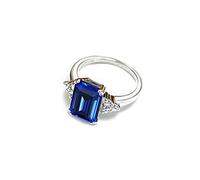 Anello con diamante quadrato in pietra colorata Anello con gemma arcobaleno intarsiato con personalità creativa europea e americana, blu Utile e pratico Bel design