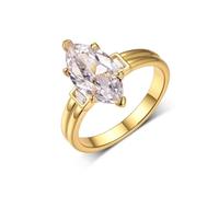 Anello con dito indice, da donna, marchese con moissanite 3 ct, oro giallo 9 K, misura 52 (16,6)