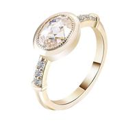 Anello con dito indice da donna, semplice con taglio ovale, moissanite, regalo per il 18° compleanno, ragazza, Oro 18 carati, Moissanite