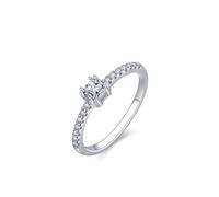 Anello con dito indice, delicato ed elegante, con 8 rapporti, diamante quadrato da laboratorio da 0,25 ct e moissanite rotonda in oro bianco 14 carati, misura 56 (17,8)