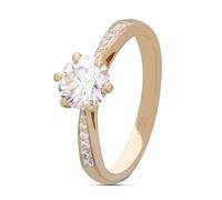 Anello con dito indice, in stile vintage, 6 pezzi, con diamanti creati 0,3 ct/0,4 ct/0,5 ct/0,6 ct/0,8 ct/1 ct oro bianco, 49 (15.6), Oro bianco 18 carati (750), Diamante sintetico