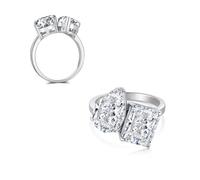 Anello con doppia pietra principale a pera da 3 ct, taglio baguette a goccia, con diamanti ad alto tenore di carbonio, per donna, in argento sterling 925, per fidanzamento e matrimonio (misura 6)