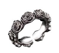 Anello con ghirlanda di rose, stile vintage, con apertura, regolabile, gioiello da donna, Acciaio inossidabile, Nessuna pietra preziosa