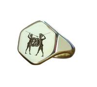 Anello con guerriero greco inciso a forma esagonale | Argento sterling 925 placcato argento | Gioielli da regalo, anelli con sigillo in stile vintage, gioielli fatti a mano | LK_PDR_01429_7