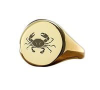 Anello con il segno del cancro di forma rotonda | Argento sterling 925 placcato oro | Gioielli da regalo, anelli con sigillo in stile vintage, gioielli fatti a mano | LK_PDR_00906_11.5