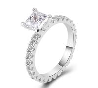 Anello con La Pietra Moissanite, Anelli Donna Fidanzamento Piazza Della Principessa Oro Bianco 9K per Moglie Madre Amica Misura 11