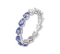 Anello con La Pietra Moissanite, Anelli Vintage Donna Lacrima Oro Bianco 14 Carati per Moglie Madre Amica Misura 20