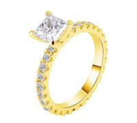 Anello con La Pietra Moissanite, Anelli Vintage Donna Piazza Della Principessa Oro Giallo 18 Carati per Matrimonio Promessa Misura 11