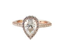 Anello con La Pietra Moissanite, Anello Donna Fidanzamento Lacrima Oro Rosa 14 Carati per Moglie Madre Amica Misura 18,5