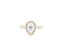 Anello con La Pietra Moissanite, Anello Donna Lacrima Oro Giallo 14K per Moglie Madre Amica Misura 18,5