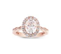 Anello con La Pietra Moissanite, Anello Donna Vintage Fiore Oro Rosa 9K per Matrimonio Promessa Misura 16