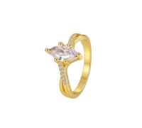 Anello con La Pietra Moissanite, Anello Fidanzamento Attraverso Oro Giallo 14K con Marquise Moissanite Taglia 15