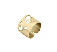 Anello con Mappa del Mondo Completa - Anello a Fascia a forma di Mondo in Acciaio - Speciale Idea Regalo per Viaggiatori e per chi Ama Viaggiare - Modello Madrid (Oro - O)