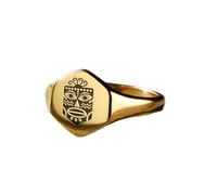 Anello con maschera tribale africana a forma esagonale | Argento sterling 925 placcato oro | Gioielli da regalo, anelli con sigillo in stile vintage, gioielli fatti a mano | LK_PDR_01370_12