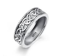 Anello con nodo celtico, in argento Sterling, per uomo, anelli celtici, gioielli celtici, regali per uomo, misura 10, Argento, Nessuna pietra preziosa