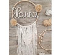 Anello con nome macramè, set semplice e adatto ai principianti, con istruzioni video (lingua italiana non garantita), regalo per la nascita, acchiappasogni, set fai da te, regalo per battesimo,