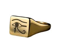 Anello con occhio di Horus di forma quadrata | Argento sterling 925 placcato oro | Gioielli da regalo, anelli con sigillo in stile vintage, gioielli fatti a mano ipoallergenici| LK_PDR_01374_8.5