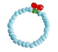 Anello con perline Anelli con perline di riso con ciliegia Anelli elasticizzati squisiti fatti a mano Anello elastico decorativo adorabile per le donne (Dimensione libera)