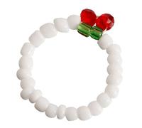 Anello con perline Anelli con perline di riso con ciliegia Anelli elasticizzati squisiti fatti a mano Anello elastico decorativo adorabile per le donne (Dimensione libera)