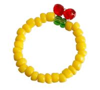 Anello con perline Anelli con perline di riso con ciliegia Anelli elasticizzati squisiti fatti a mano Anello elastico decorativo adorabile per le donne (Dimensione libera)