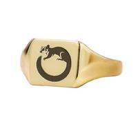 Anello con petauro dello zucchero di forma quadrata | Argento sterling 925 placcato oro | Gioielli da regalo, anelli con sigillo in stile vintage, gioielli fatti a mano | LK_PDR_00965_6.5