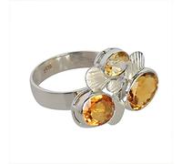 Anello con pietra preziosa citrino in argento Sterling 925 - Set di tre pietre sfaccettate blu 10 x 8 mm, 9 x 7 mm, 7 x 5 mm, anello da donna 62 (19,70)