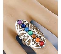 Anello con pietre preziose dei sette chakra multicolore, gioiello per le mani placcato argento Tagli UnicaLega di zinco