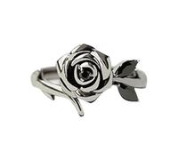 Anello con rosa per amore bruciato e sopravvissuto, un design con individualità e raffinatezza. Gioielli alla moda per ragazze, One Size, Zinco, Non pietra preziosa