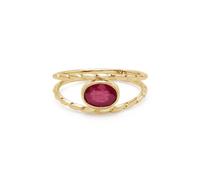 Anello con rubino naturale in argento sterling 925 placcato oro gambo diviso ...