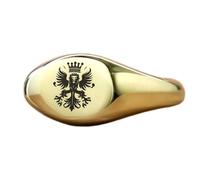 Anello con segno del leone Heraldisc di forma rotonda | Argento sterling 925 placcato oro | Gioielli da regalo, anelli con sigillo in stile vintage, gioielli fatti a mano | LK_PDR_00912_10.5