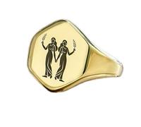 Anello con segno del Toro a forma esagonale | Argento sterling 925 placcato oro | Gioielli da regalo, anelli con sigillo in stile vintage, gioielli fatti a mano ipoallergenici| LK_PDR_00903_9