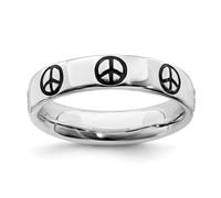 Anello Con Segno Di Pace Smaltato In Argento Sterling Impilabile Taglie 5 A 10