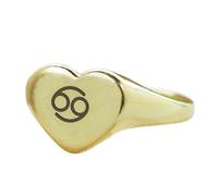 Anello con segno zodiacale del cancro a forma di cuore | Argento sterling 925 placcato oro | Gioielli da regalo, anelli con sigillo in stile vintage, gioielli fatti a mano | LK_PDR_00891_10
