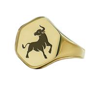 Anello con segno zodiacale del Toro a forma esagonale | Argento sterling 925 placcato oro | Gioielli da regalo, anelli con sigillo in stile vintage, gioielli fatti a mano | LK_PDR_00902_11