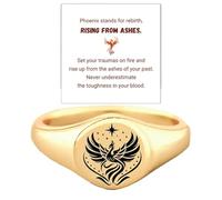 Anello con sigillo a forma di fenice, in argento S925, anello di incentivazione con fenice che serve come promemoria costante per superare le sfide incise, gioiello regalo per donne e uomini, 6