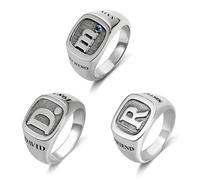 Anello con sigillo da uomo iniziale personalizzato - Anello inciso con iniziale - anello con iniziale al mignolo in argento sterling personalizzato - Regalo per lui o papà - Regali di compleanno