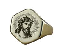 Anello con sigillo del Signore Gesù a forma esagonale | Argento sterling 925 placcato argento | Gioielli da regalo, anelli con sigillo in stile vintage, gioielli fatti a mano | LK_PDR_01355_8.5