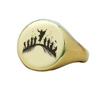 Anello con sigillo del Signore Gesù di forma rotonda | Argento sterling 925 placcato oro | Gioielli da regalo, anelli con sigillo in stile vintage, gioielli fatti a mano | LK_PDR_01333_7.5