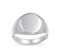 Anello con Sigillo Ovale Incisibile Monogramma Iniziale Semplice di Base in Argento Sterling .925 per Uomo Donna Teenager Finitura Lucida Brillante